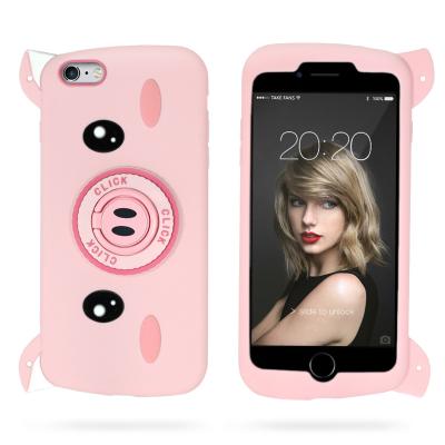 China 2018 New Unique 3D Cartoon Pig Soft Silicone Case Finger Ring Holder Phone Cover For iphone 6 for sale