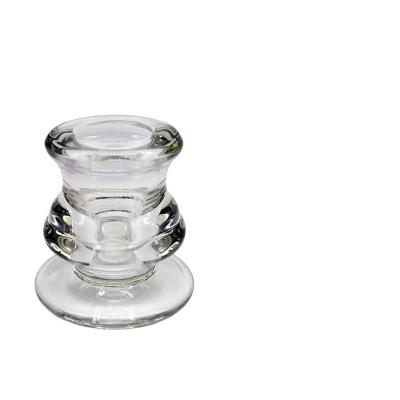 China Art Unique Wholesale Color Customized Modern Crystal Heat Resistant Pillar Candlestick Home Decor Bulk Candle Glass Candle Holders for sale