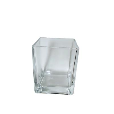 China Europe high quality square cube aroma candle jar glass socket for home decoration for sale