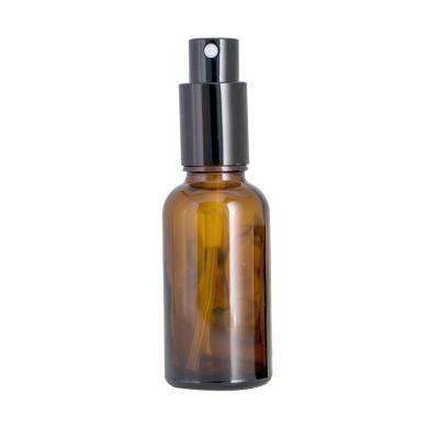 China 10ml 15ml 20ml 30ml 50ml 100ml Cosmetic Empty Amber Glass Spray Bottle With Black Sprayer for sale