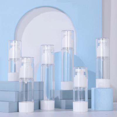 China Cosmetic Wholesales New Product 50ml Cosmetic Dispenser Plastic Clear Color Airless Pump Lotion Bottle for sale