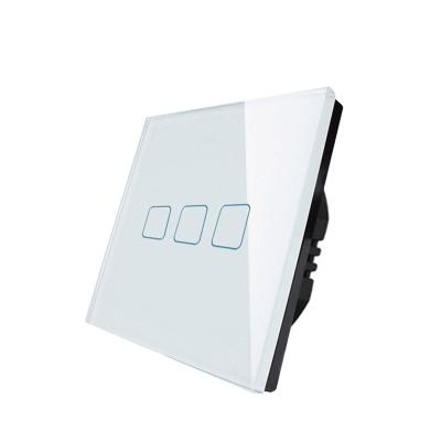 China High Quality European Standard 3gang 2way Light Touch Switch Advanced Tempered Glass Panel Technology for sale