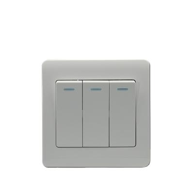 China Strip PC + Copper 3 Way Wall Switch PC Material White Color Plate for sale