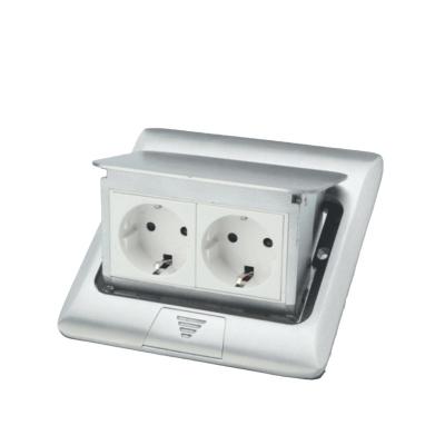 China EU Standard Aluminum Alloy Panel 2 Way Noise Residential / General Purpose Floor Socket Electrical Outlet for sale