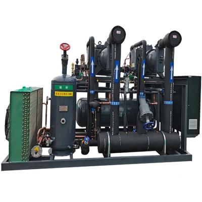 China Refrigeration Shell And Tube Evaporator Refrigeration Monoblock Compressor Unit Parallel Screw Industrial Low Temperature Unit For Fusheng for sale