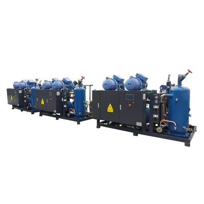 China Refrigeration Parallel Connection R404/R507 Refrigeration Condens Unit 40hp Cold Room Screw Compressor Condensing Unit For Refcomp Seafood for sale