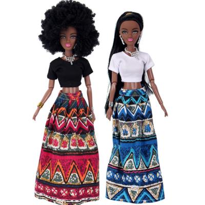 China Hot Selling Cheap Price Movable Joint African Doll Toy BJD Cartoon Toy 12 Inch African Black Skin Doll for sale