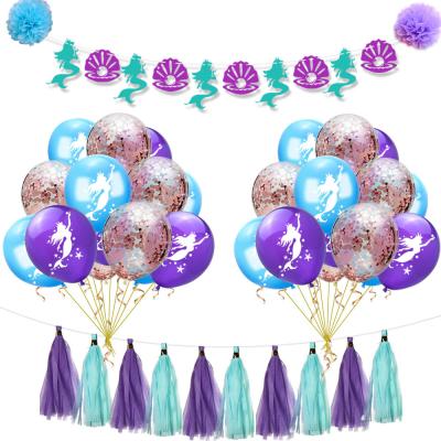 China Gift Toy Little Mermaid Balloons Multicolor Confetti Balloon Wedding Balloons Birthday Party Decoration Supplies for sale