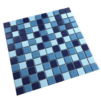 China Parquet Crystal Glow Iridescent Blues Square Stone Glazed Ceramic 3D Pools Prices Swimming Glass Mosaic Hotel Pool Tiles for sale