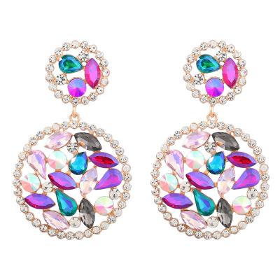 China CLASSIC All Match Date New Fashion Big Unique Sparkling Exaggerated Rhinestone Crystal Round Drop Earrings Women for sale