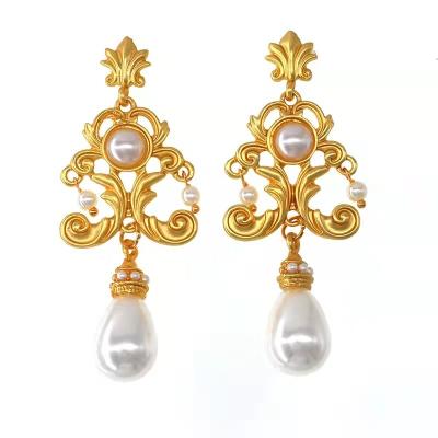 China Baroque court style fashion exaggerated cross earrings retro court baroque style personalized women's long earrings for sale