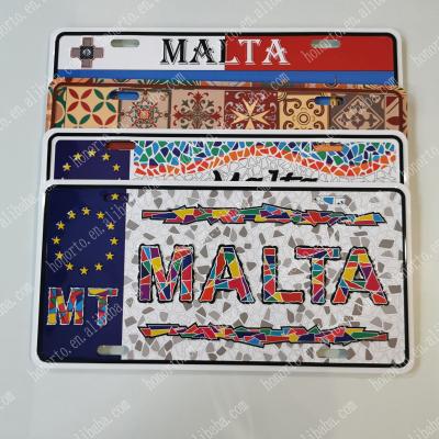 China Wholesale Custom Malta Garage Home Wall Decorative Souvenir Embossed Aluminum License Plate, Metal Sign For Souvenir 6*12