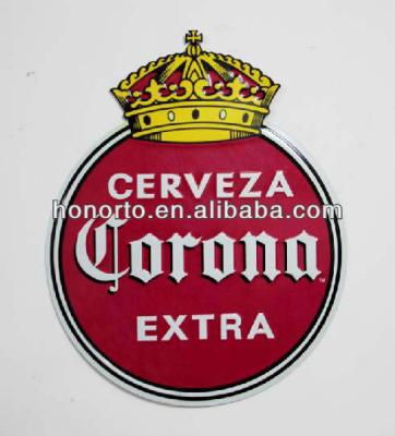 China Sign of Europe Corona Advertising Aluminum round metal embossed sign for sale