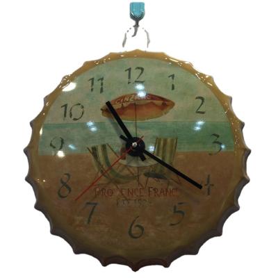 China Custom Retro USA Wall Beer Cap Clock Decorative Advertising Tin Sign , Capsule Metal Signs for sale