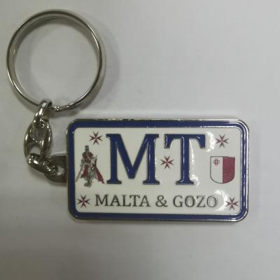 China Custom Zinc Alloy Europe Malta Metal License Plate Key Chain for sale