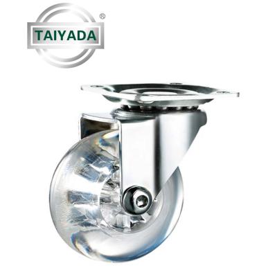 China TYD 30mm/50mm/75mm Contemporary PU Furniture Caster Wheel with Swivel/Transparent Rigid/Brake for sale