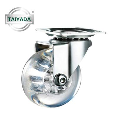 China Desk TYP 2IN/50mm PU Provided Transparent Caster Wheel Without Brake for sale