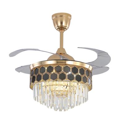 China Modern Luxury Invisible LED Household Chandelier Dining Room Decoration Ceiling Fan Light for sale