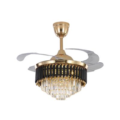 China Hot Sale Modern Luxury Decorative Blade LED Energy Saving Hidden Invisible Folding Ceiling Fan for sale