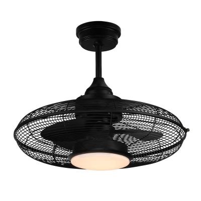 China Best Manufacturer Living Room Round Nordic Black Iron Industrial Style Ceiling Fan Led Lights for sale