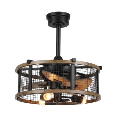 China Modern Metal Style Nordic Black Balcony Mesh Industrial Ceiling Hotel Corridor Ceiling Fan Light for sale