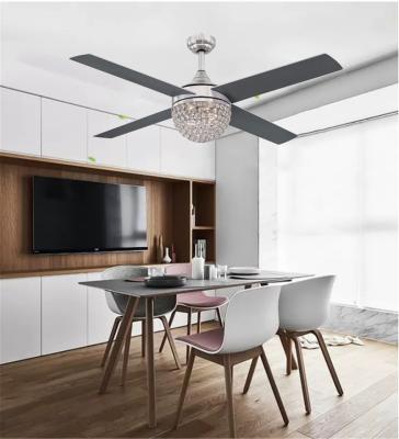 China 52 Inch Living Room Lamp Coil Price Manual Wind Turbine Led K9 Ceiling Crystal Fan Light for sale