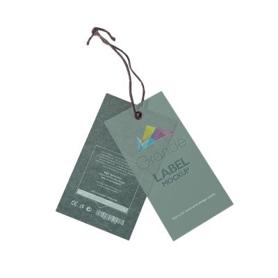 China Sustainable Green Vintage Custom Design Logo Clothing Paper Swing Hang Tags With Rope And Twine for sale