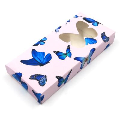 China Recyclable Custom Logo Butterfly Eyelash Packaging Paper Box With PVC Window for sale