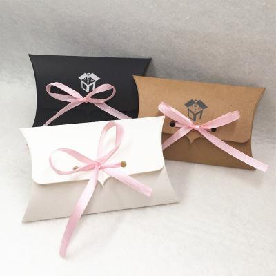 China Recyclable Wedding Candy Pillow Gift Packaging Box , Bow Tie Pillow Boxes Packaging With Ribbon Handle for sale