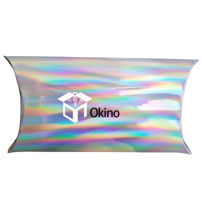 China Recyclable Custom Medium Pillow Packaging Box Holographic Paper Boxes for sale