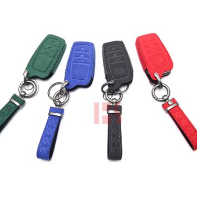 China Fashion Handmade Leather Key Microfiber Key Case (Dark Green) For Toyota 3-Button Smart for sale