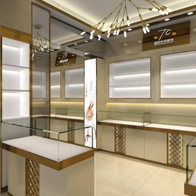 China Custom Design Luxury Jewelry Display Set Glass Jewelry Display Jewelry Showcase Counter Cabinet Customized for sale