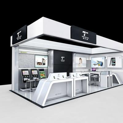 China Smart Phone Store Cosmetic Display Mall Store Interior Design Showcase Shelf Kiosk Suitable Customized for sale