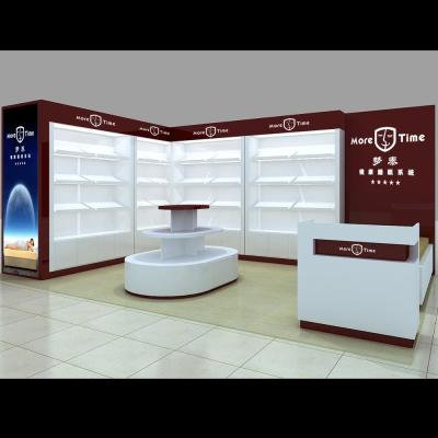 China Home Textile Shop Display Customized Design Retail Bedding Shop Display Racks Wooden Cabinet Textile Shop Display Cabinet With LED Lighting for sale