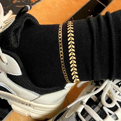 China Real Trendy Trendy Gold Plated Alloy Chain Anklets For Women Beach Jewelry Fishbone Foot Anklet Chain for sale