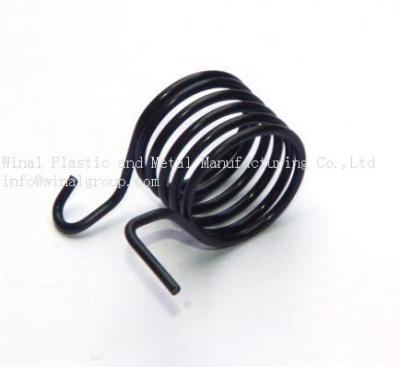 China Black coating carbon steel torsion spring,rust-proof,size & plating can OEM per drawings. for sale