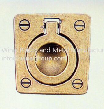 China Polished brass square flush pull ring handle,L44mm*W44mm*C.C32mm,OEM size and and finish. for sale