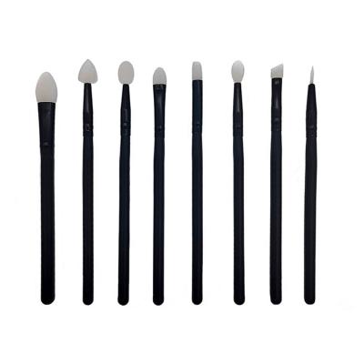 China Wholesale Custom Makeup Brush Black Handle Smudge Brush Silicone Hair White Eyeshadow Brush for sale