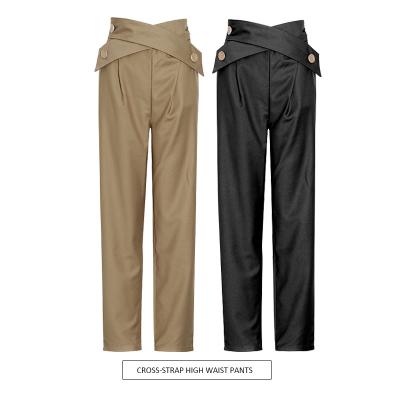 China Lady Luxury High Quality Fashion Straight Trousers Unique Design High Waist Simple Solid Anti-wrinkle New Arrivals Pants For Women Trousers for sale