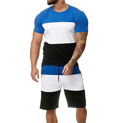 China Breathable Plus Size Patchwork Sportswear Shirt And Shorts Set Tracksuit Summer Jogging Suit Short Set Men Two Piece Shorts Set Mens Clothes for sale