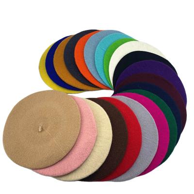 China Colorful Wool Outdoor Autumn Warm French Beret Ladies Fashion Painter Beanie Hats Many Colors Women Berets Girls Beret Wool Beret for sale