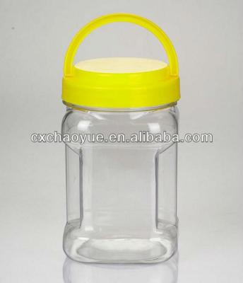 China 1 Kg Transparent Food Pet Food Bottle With Handle Screw Lid for sale