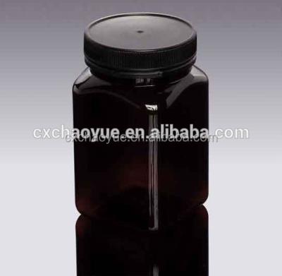 China Dark and Black Empty Plastic Jars 250g, 500g, 1000g Tamper Proof Peanut Butter Food Lid Square for sale