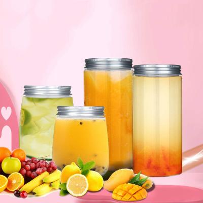 China Milk Juice Plastic Large Diameter Juice Bottles , Empty PET Thicken Bulk Containers With Aluminum Cap for sale