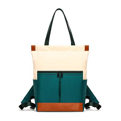 China New Design Contrast Color Multifunctional Women Laptop Backpacks Contrast Color Large Capacity Women To Travel Bag Handbags for sale