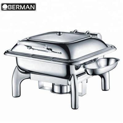 China Fashion Guangzhou 6L Square Stainless Steel Lid Electric Glass Chafing Dish For Buffet Food Service for sale