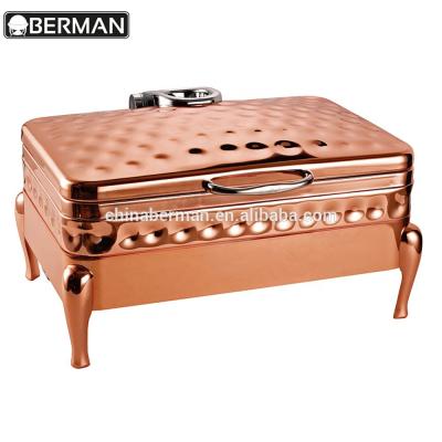 China Hotel Rose Gold Chafing Dish Pad Food Warmer, Chafing Dishes for Catering Rose Gold for sale