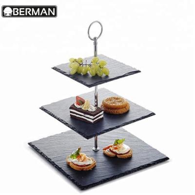 China Fashion Guangzhou berman hotel afternoon tea buffet tray catering 3 tier food serving display stand for sale