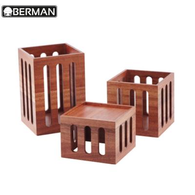 China Cheap Fashion Wedding Wooden Riser Decorations Wooden Buffet Display Stand Supply Set for sale