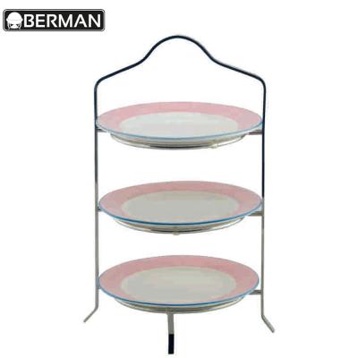 China Fashion catering decorations party hotel 3 tier porcelain cake stand dessert display stand for sale for sale